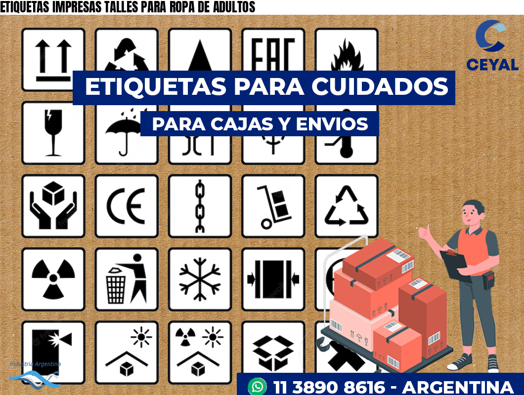ETIQUETAS IMPRESAS TALLES PARA ROPA DE ADULTOS