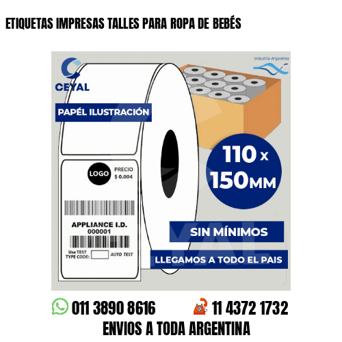 ETIQUETAS IMPRESAS TALLES PARA ROPA DE BEBÉS