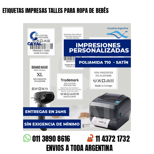 ETIQUETAS IMPRESAS TALLES PARA ROPA DE BEBÉS