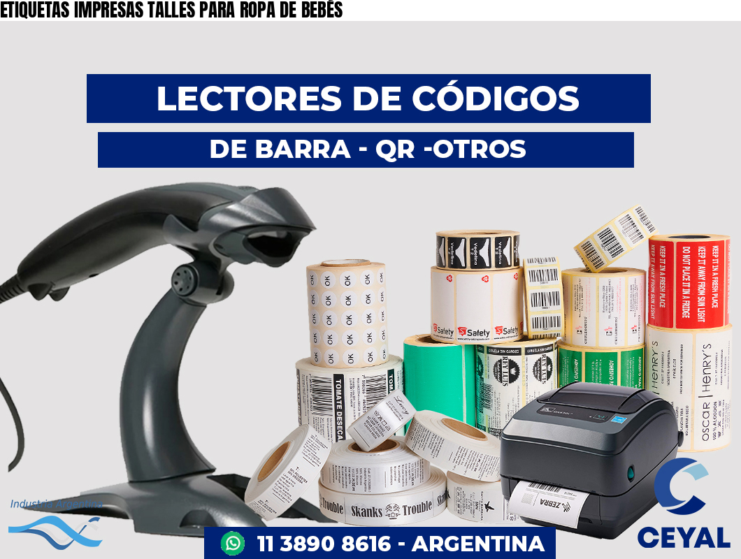 ETIQUETAS IMPRESAS TALLES PARA ROPA DE BEBÉS