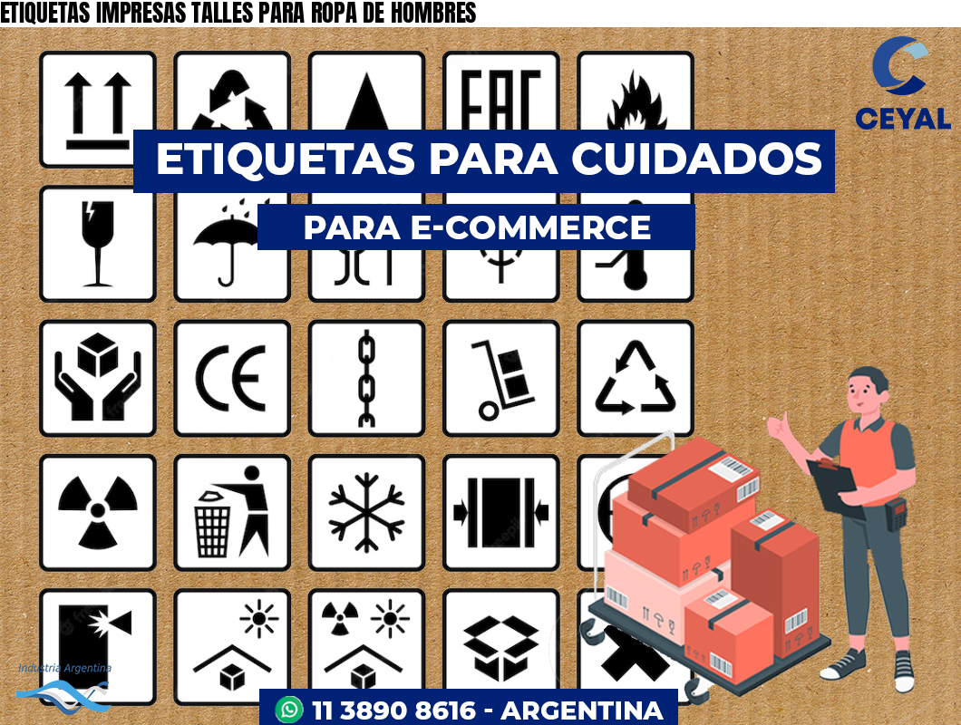 ETIQUETAS IMPRESAS TALLES PARA ROPA DE HOMBRES