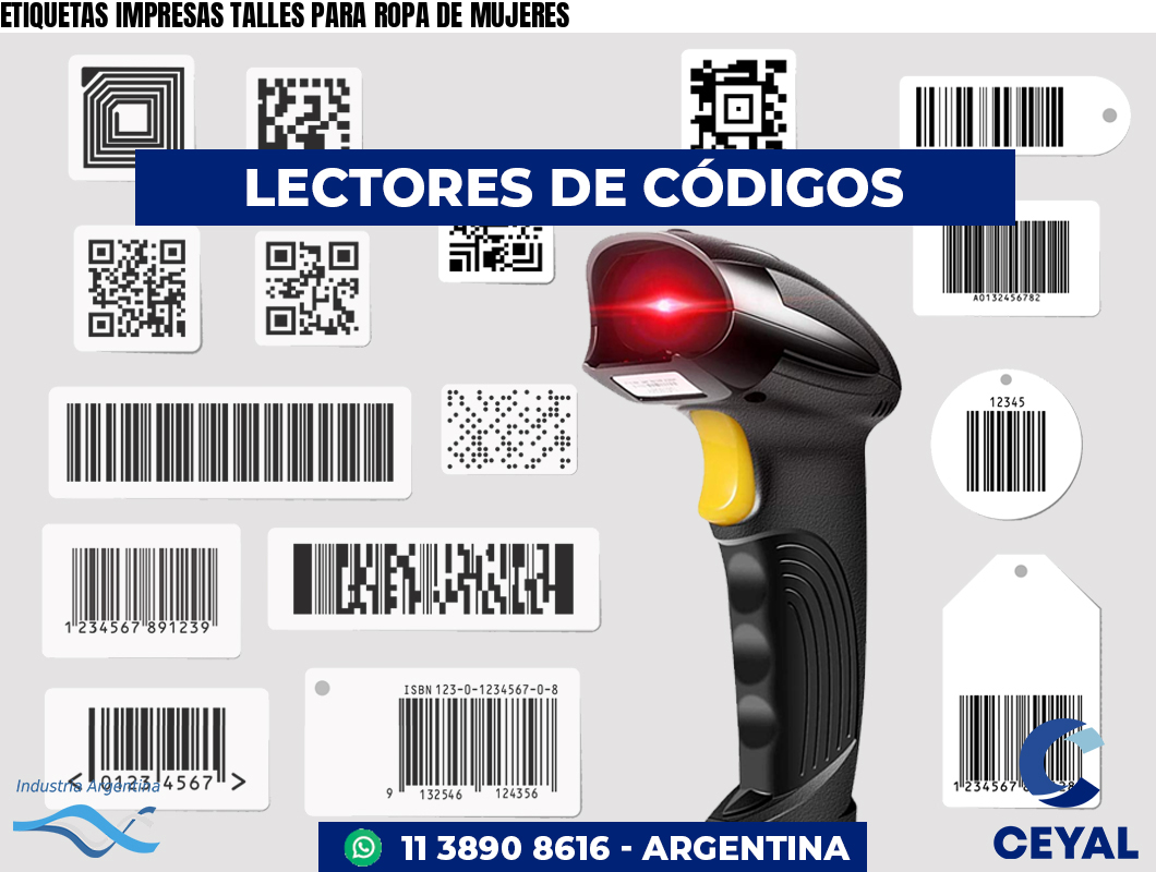 ETIQUETAS IMPRESAS TALLES PARA ROPA DE MUJERES