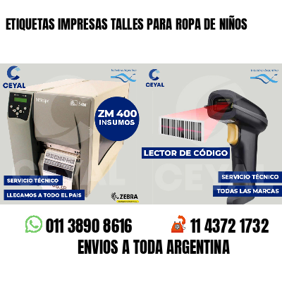 ETIQUETAS IMPRESAS TALLES PARA ROPA DE NIÑOS