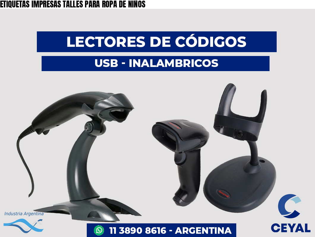ETIQUETAS IMPRESAS TALLES PARA ROPA DE NIÑOS