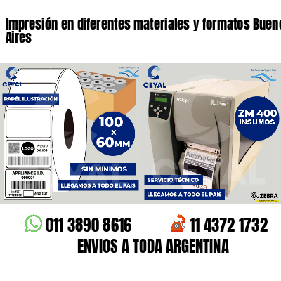 Impresión en diferentes materiales y formatos Buenos Aires