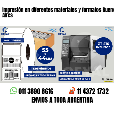 Impresión en diferentes materiales y formatos Buenos Aires