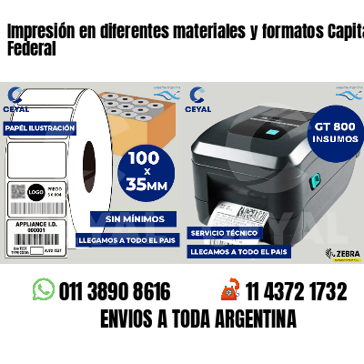Impresión en diferentes materiales y formatos Capital Federal