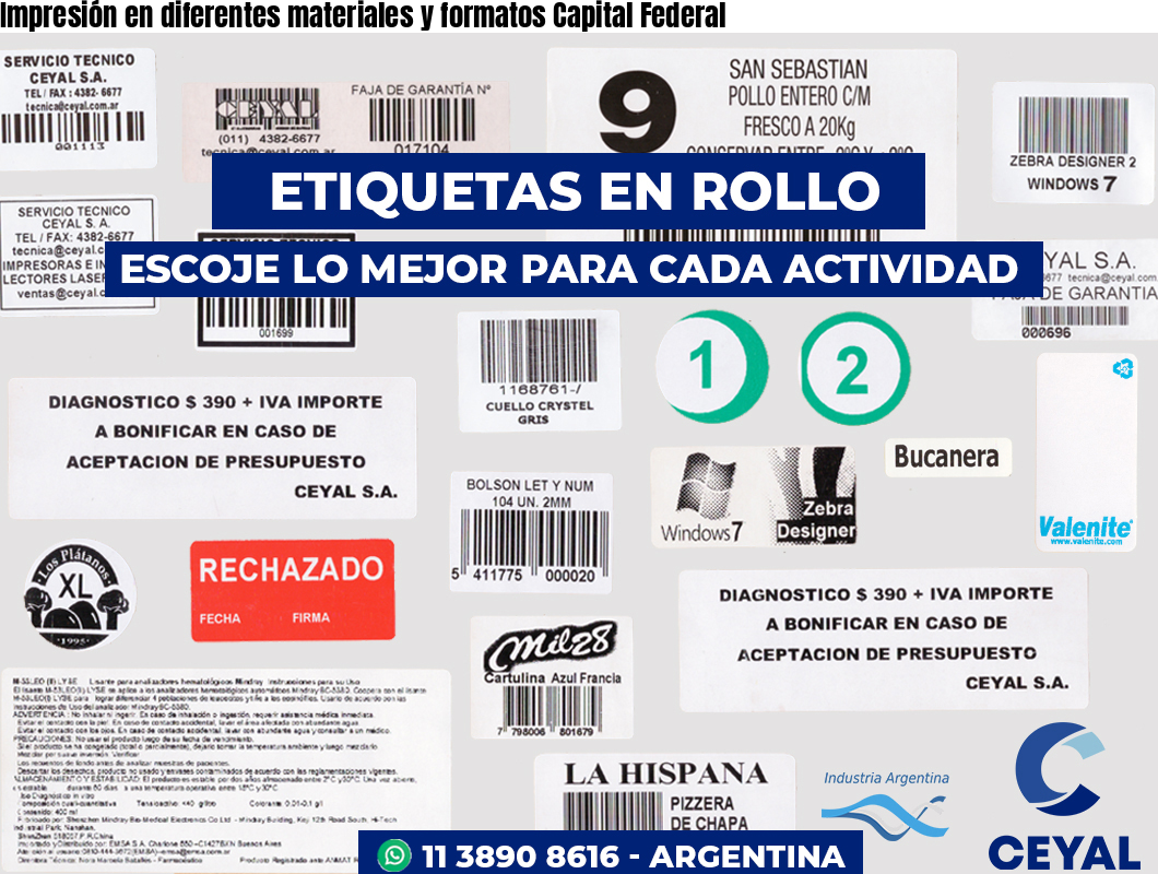 Impresión en diferentes materiales y formatos Capital Federal