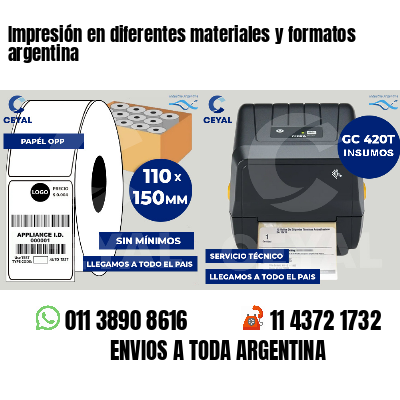Impresión en diferentes materiales y formatos argentina