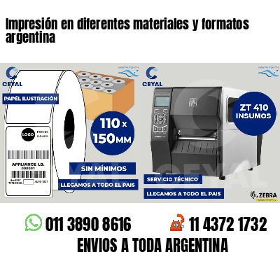 Impresión en diferentes materiales y formatos argentina