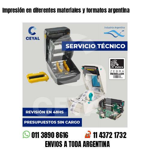 Impresión en diferentes materiales y formatos argentina