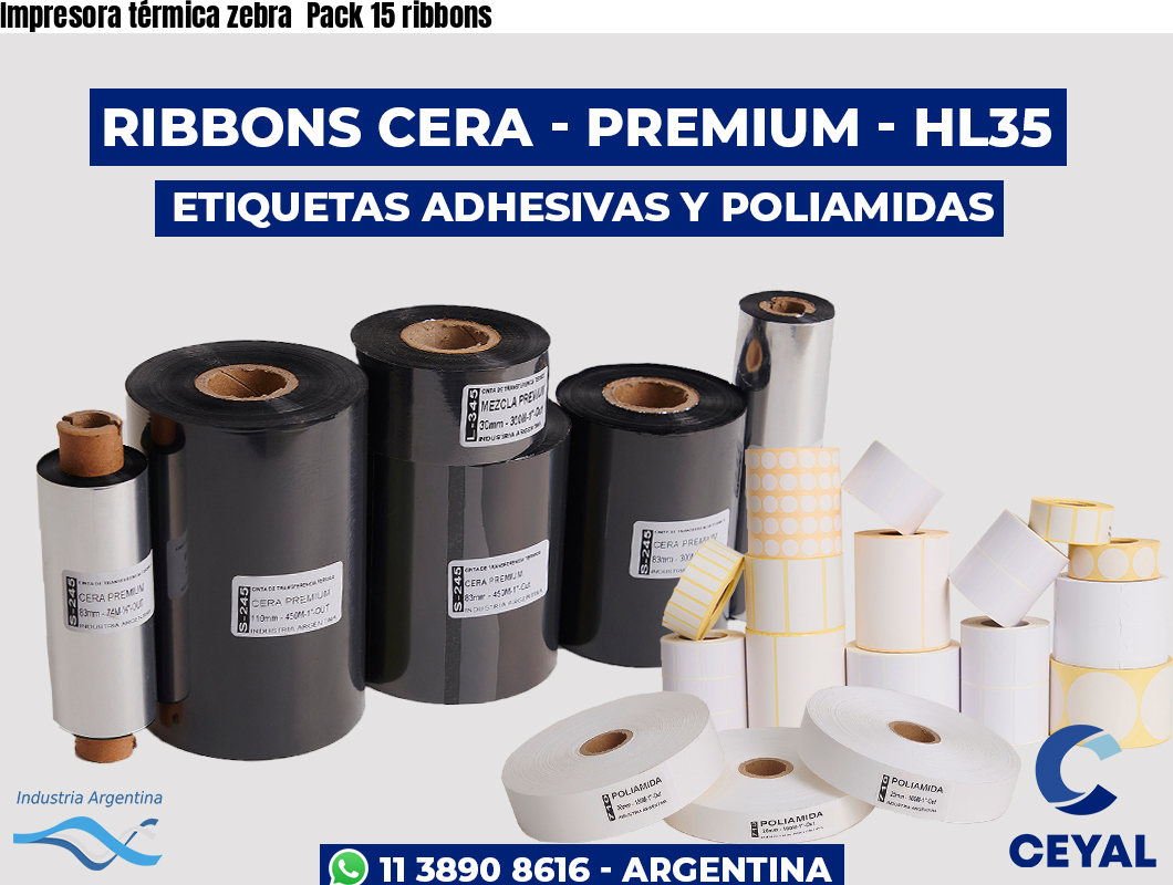 Impresora térmica zebra  Pack 15 ribbons