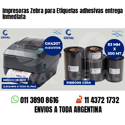 Impresoras Zebra para Etiquetas adhesivas entrega inmediata