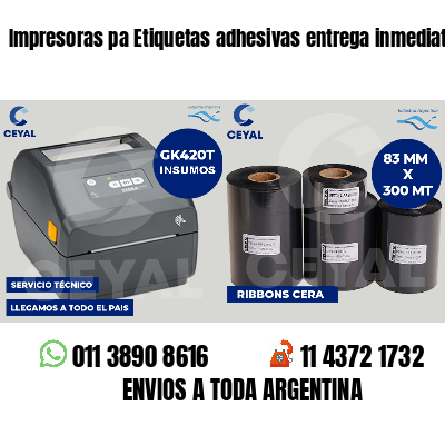 Impresoras pa Etiquetas adhesivas entrega inmediata