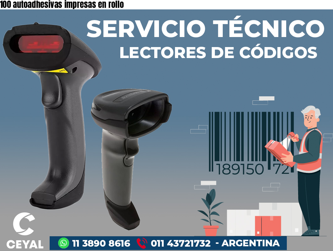 100 autoadhesivas impresas en rollo