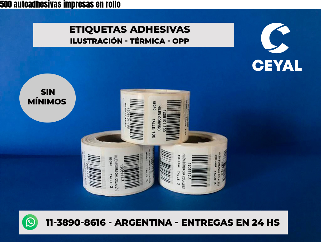 500 autoadhesivas impresas en rollo
