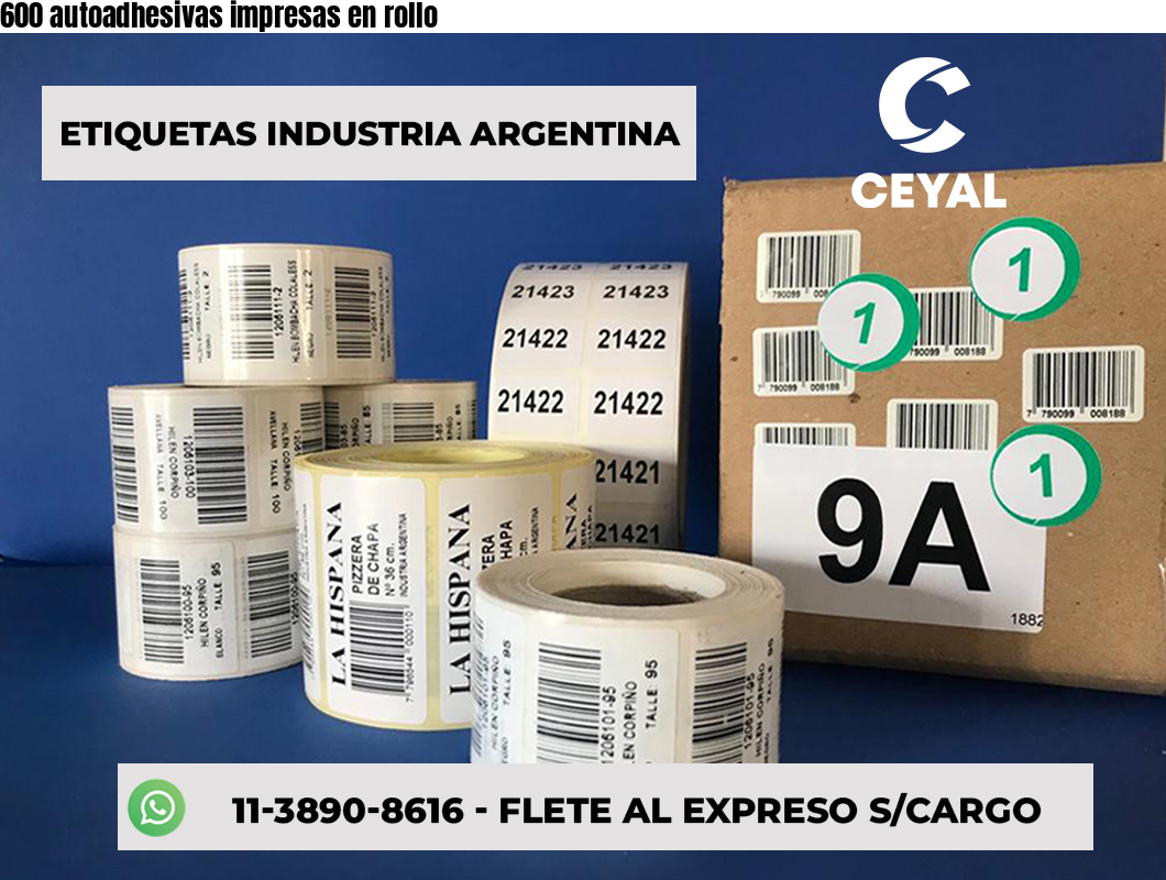 600 autoadhesivas impresas en rollo