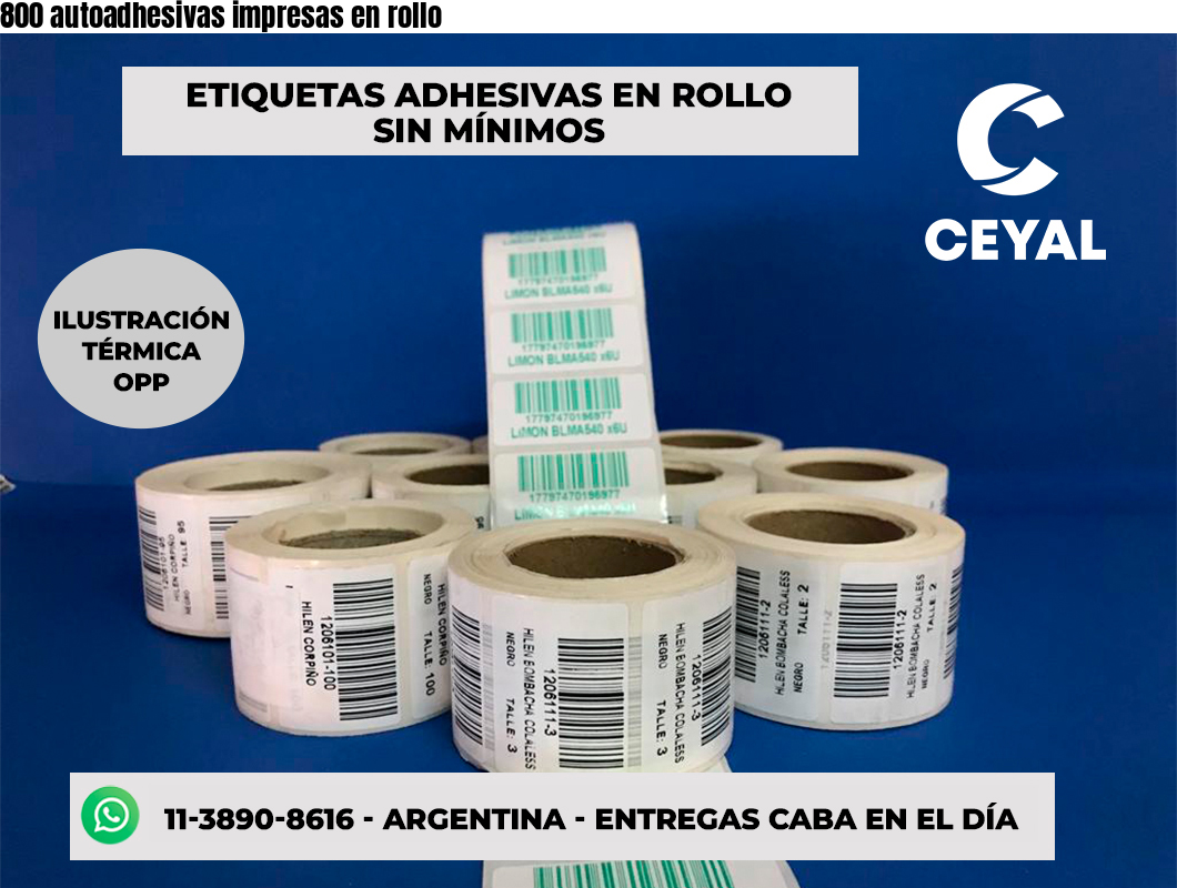 800 autoadhesivas impresas en rollo