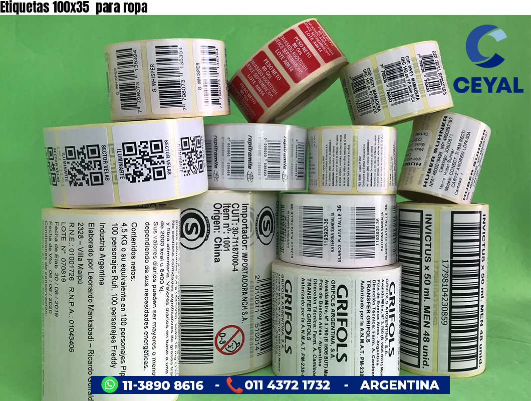 Etiquetas 100x35  para ropa