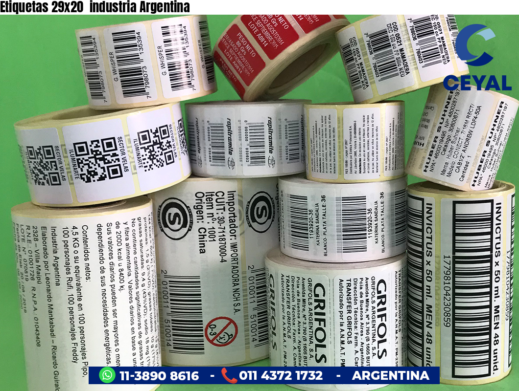 Etiquetas 29x20  industria Argentina