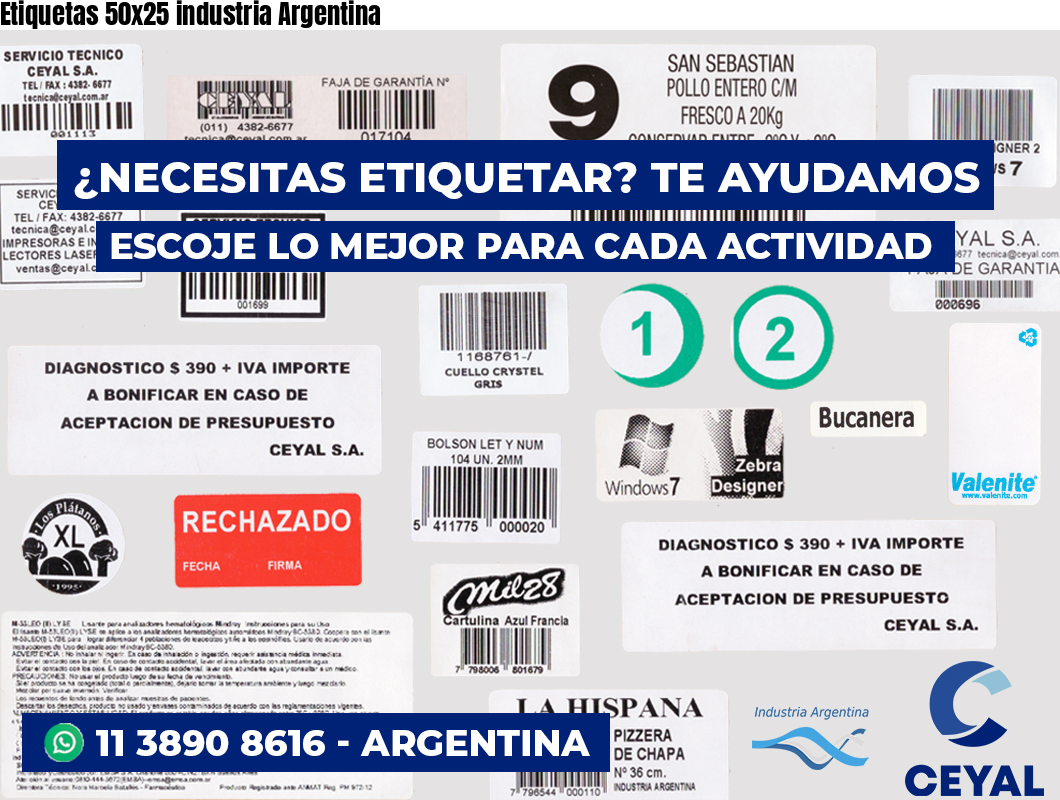Etiquetas 50x25 industria Argentina