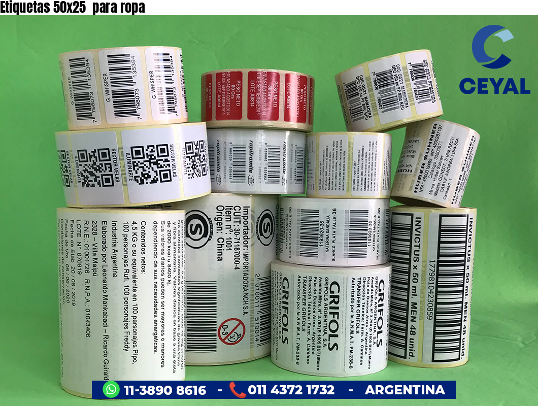 Etiquetas 50x25  para ropa