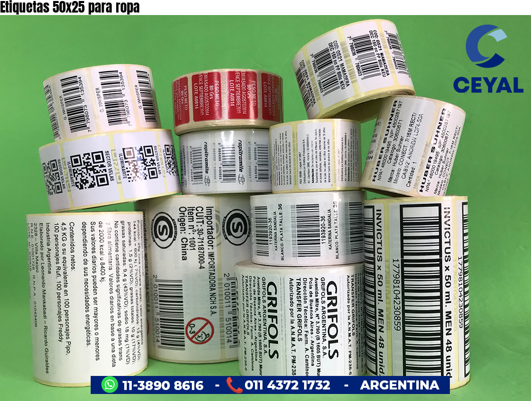 Etiquetas 50x25 para ropa