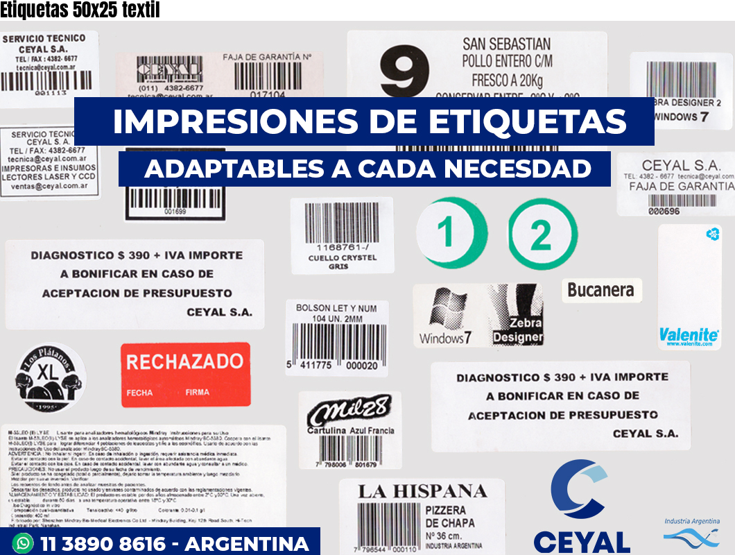 Etiquetas 50x25 textil