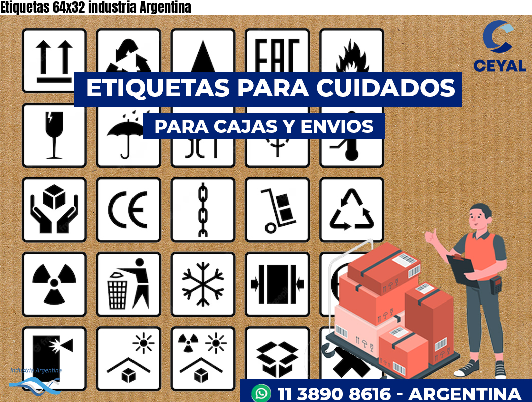 Etiquetas 64x32 industria Argentina