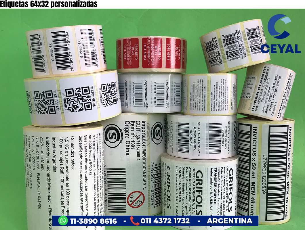 Etiquetas 64x32 personalizadas