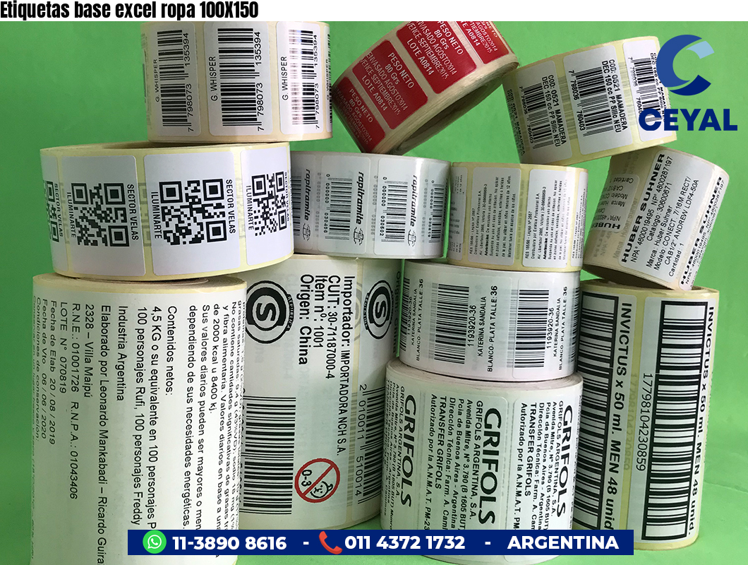 Etiquetas base excel ropa 100X150