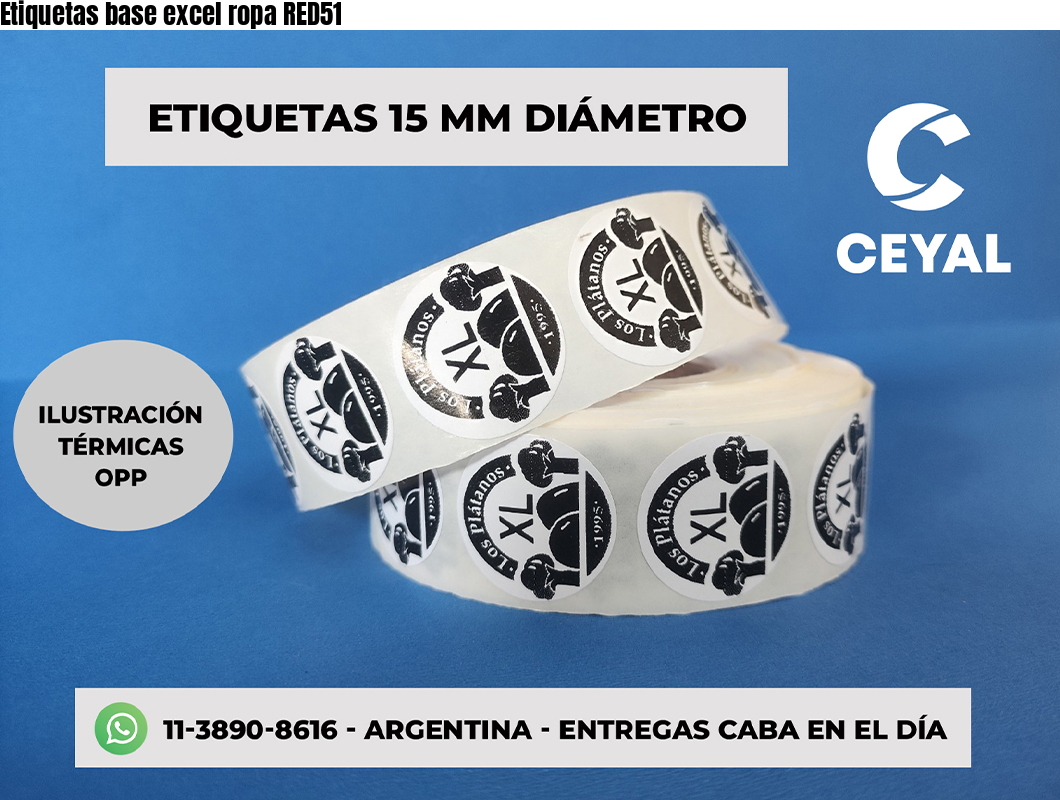 Etiquetas base excel ropa RED51