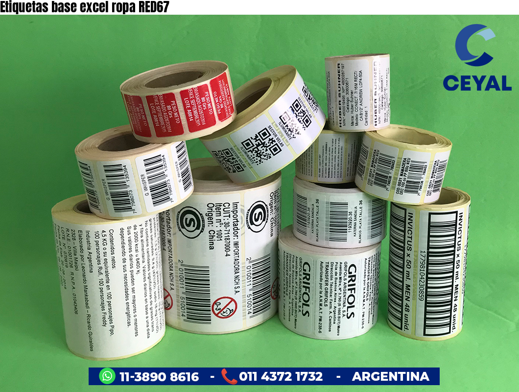 Etiquetas base excel ropa RED67
