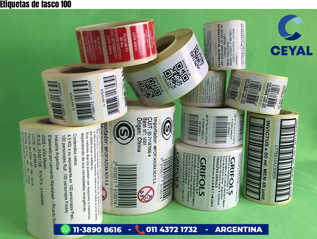 Etiquetas de fasco 100