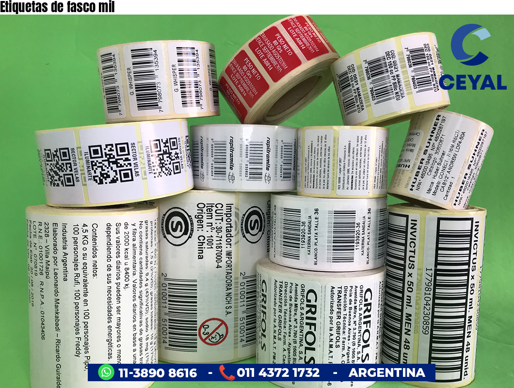 Etiquetas de fasco mil