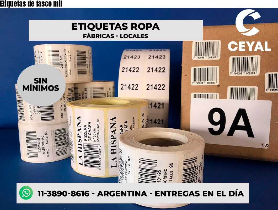 Etiquetas de fasco mil