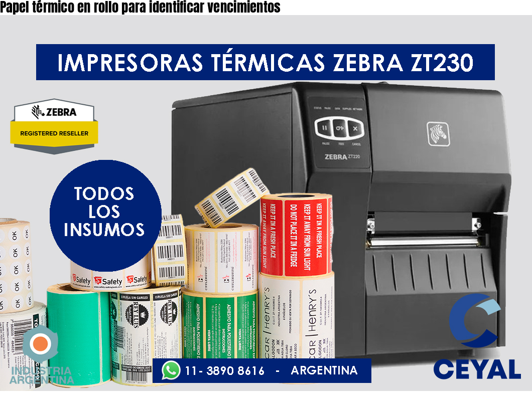 Papel térmico en rollo para identificar vencimientos