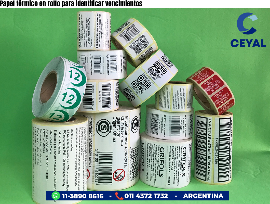 Papel térmico en rollo para identificar vencimientos
