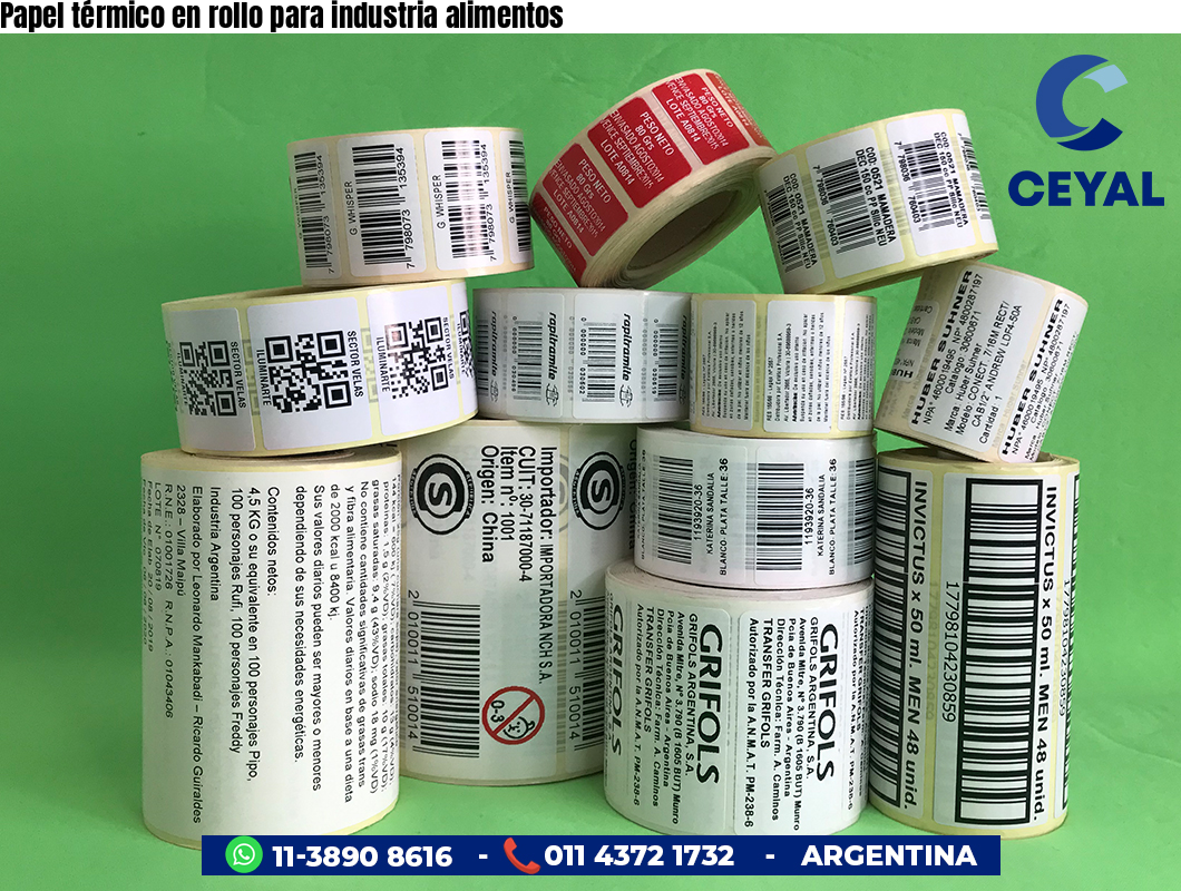 Papel térmico en rollo para industria alimentos
