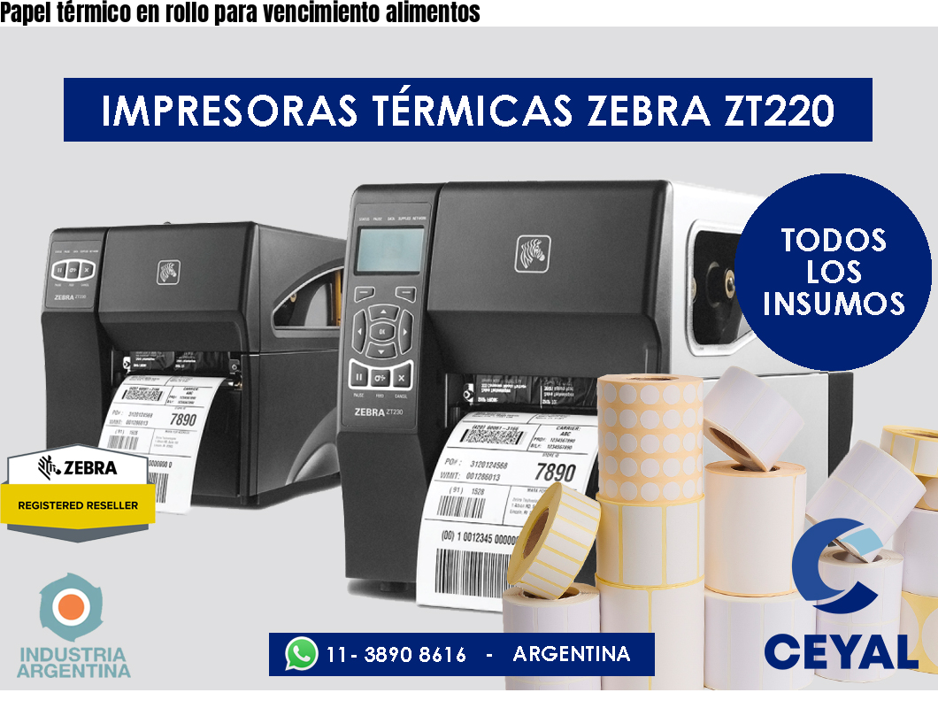 Papel térmico en rollo para vencimiento alimentos