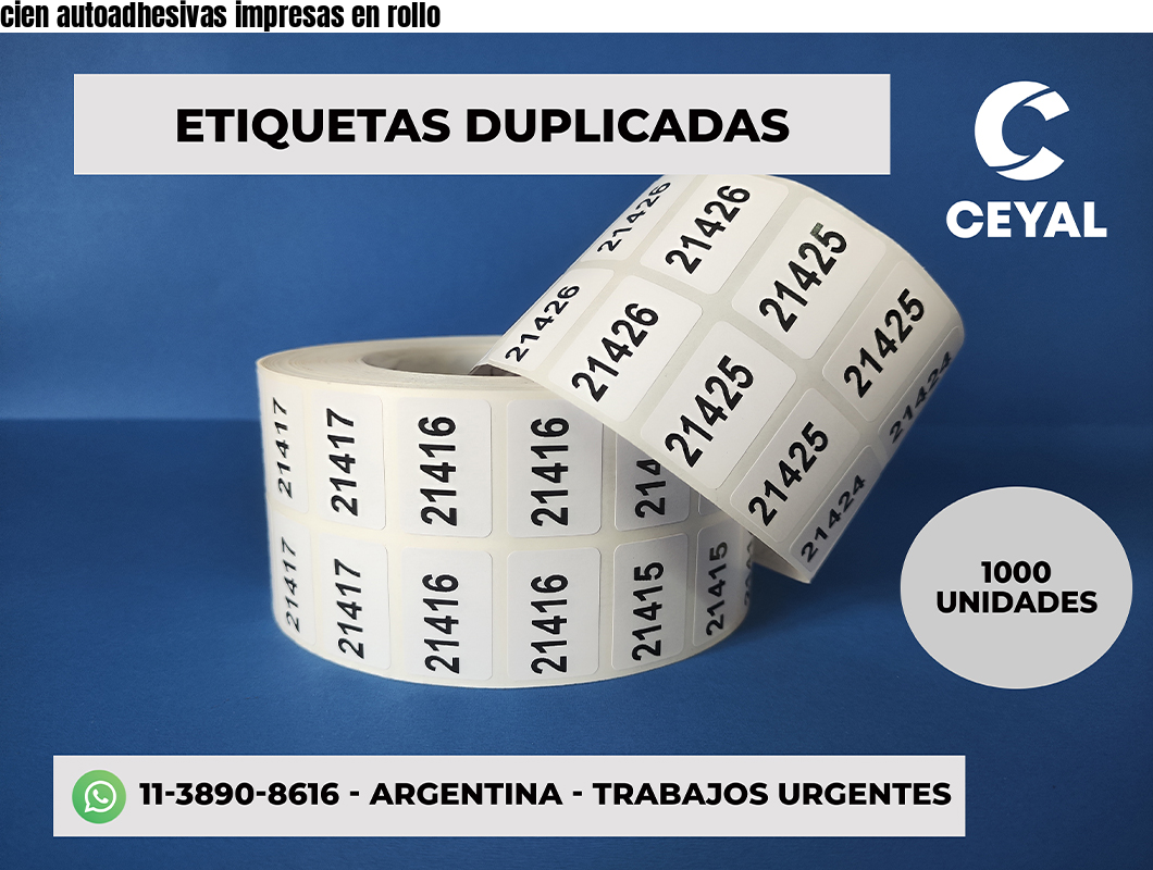 cien autoadhesivas impresas en rollo