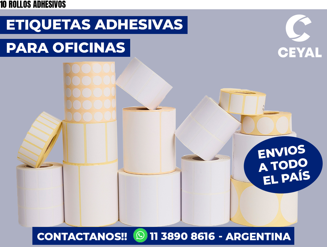 10 ROLLOS ADHESIVOS