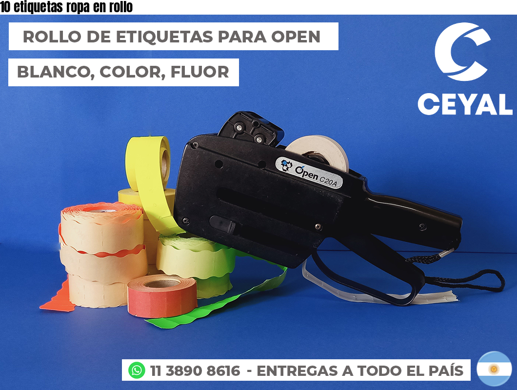 10 etiquetas ropa en rollo