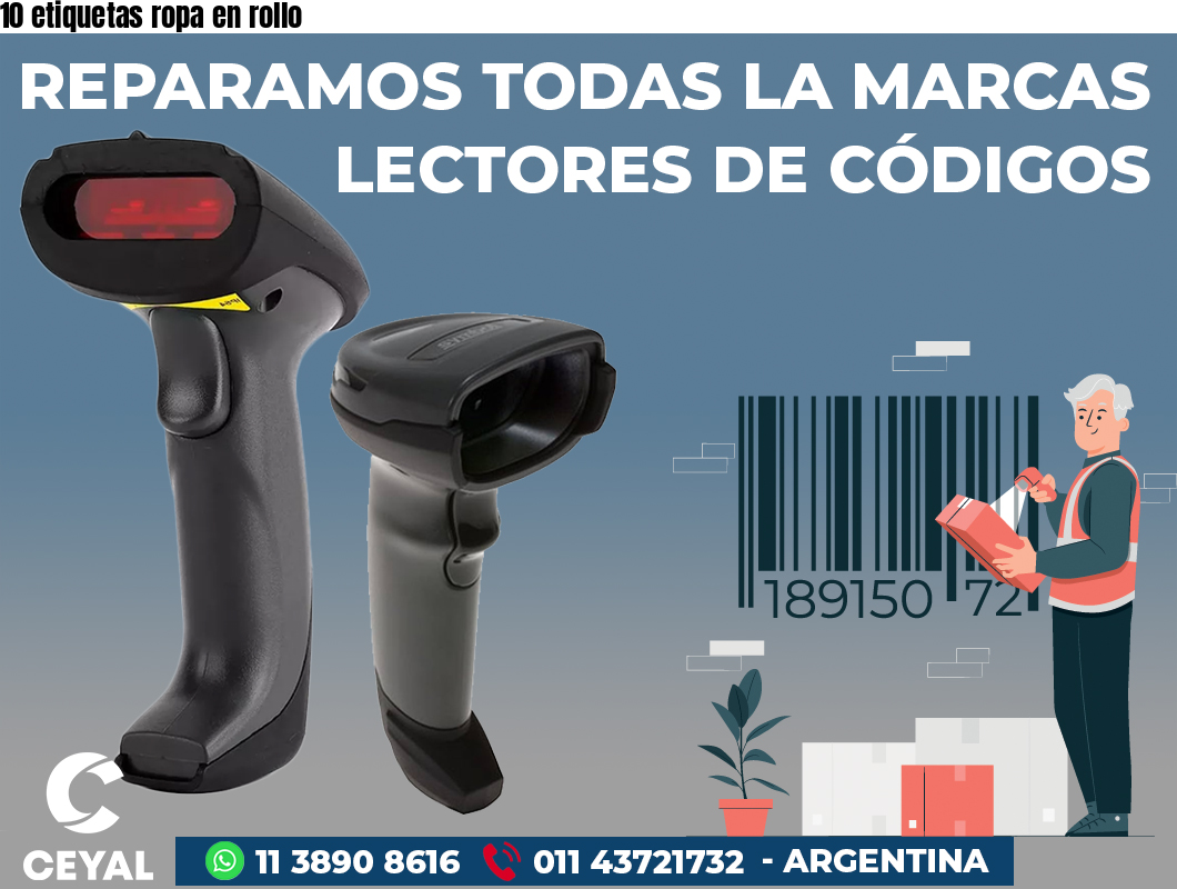 10 etiquetas ropa en rollo