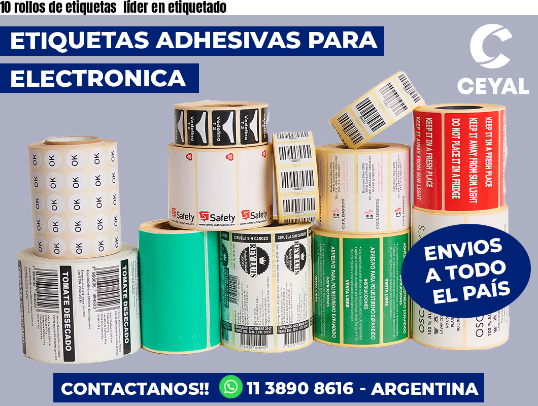 10 rollos de etiquetas  líder en etiquetado