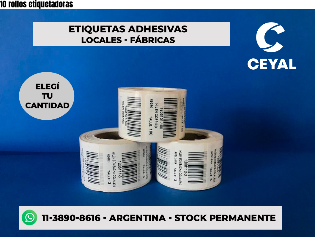 10 rollos etiquetadoras