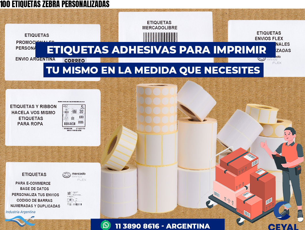 100 ETIQUETAS ZEBRA PERSONALIZADAS
