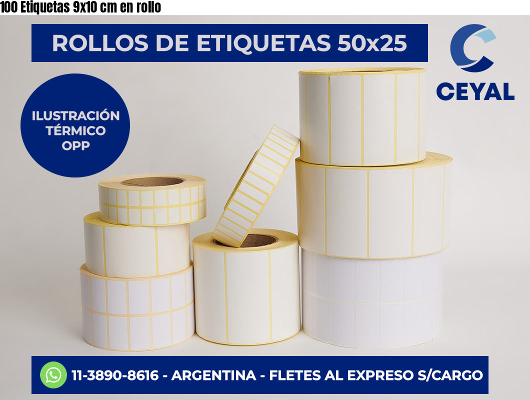100 Etiquetas 9×10 cm en rollo