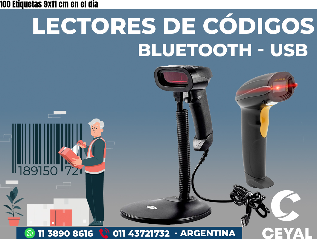 100 Etiquetas 9x11 cm en el dia