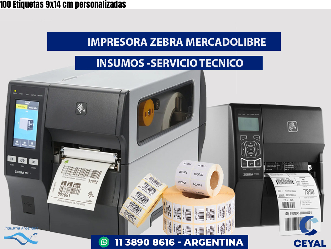 100 Etiquetas 9x14 cm personalizadas
